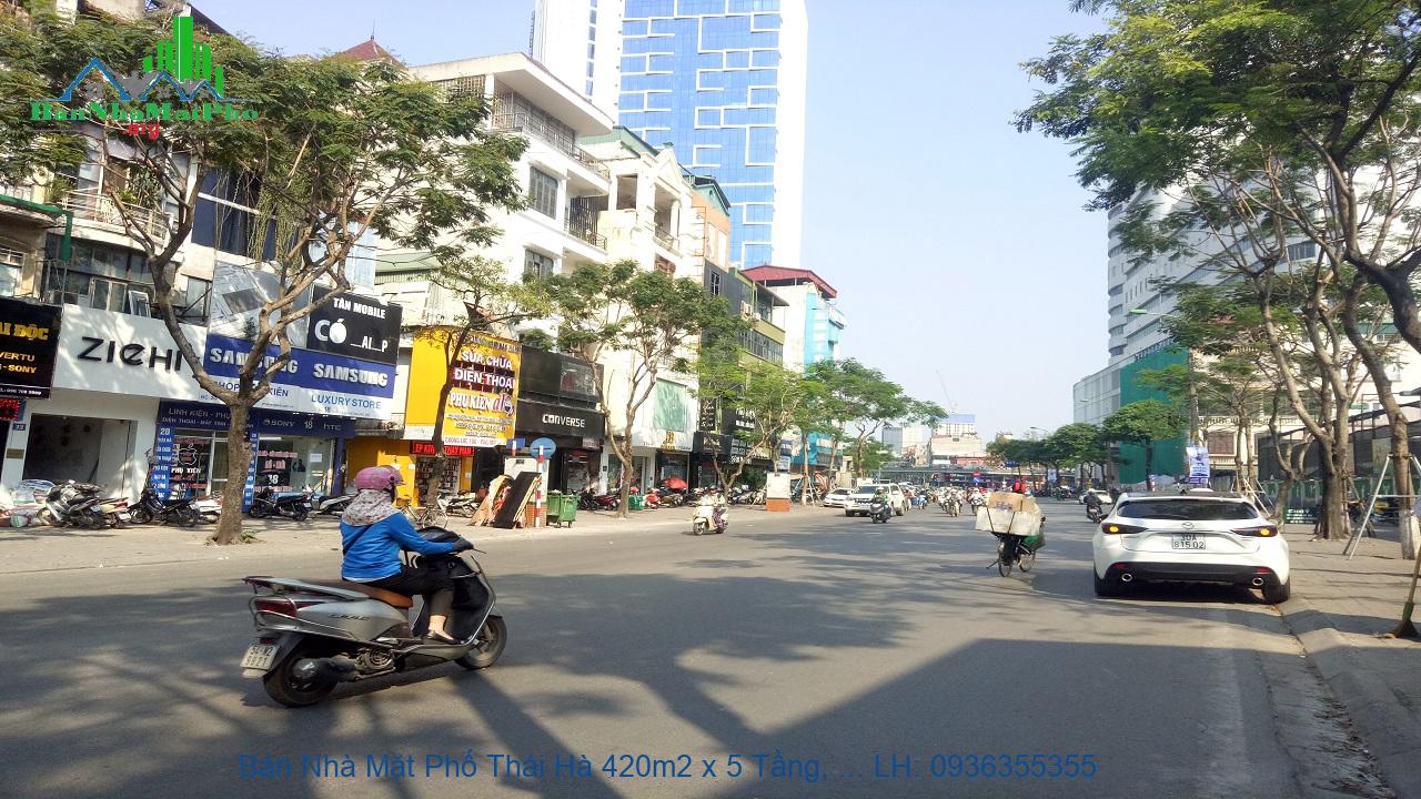 Bán Nhà Mặt Phố Thái Hà 420m2 x 5 Tầng, Mặt Tiền 12m, 2 Mặt Đường